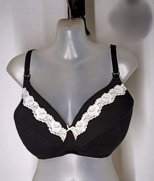Size 20DD - Black Maternity Bra With Clips