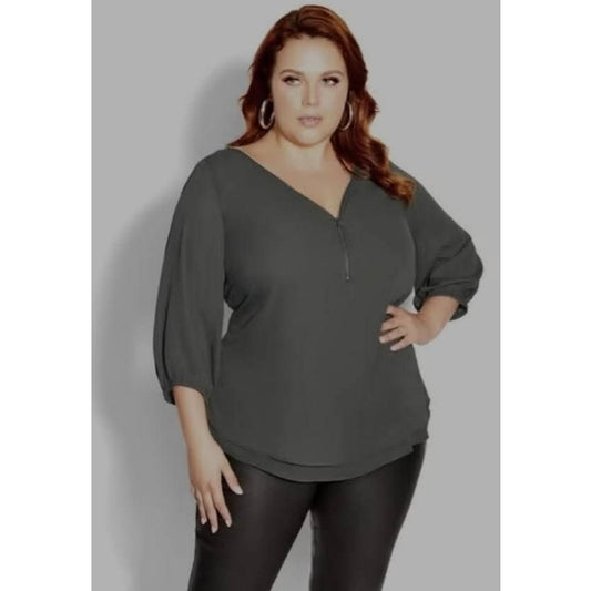 City Chic Medium - Sexy Elbow Fling Zip Top With Sleeves