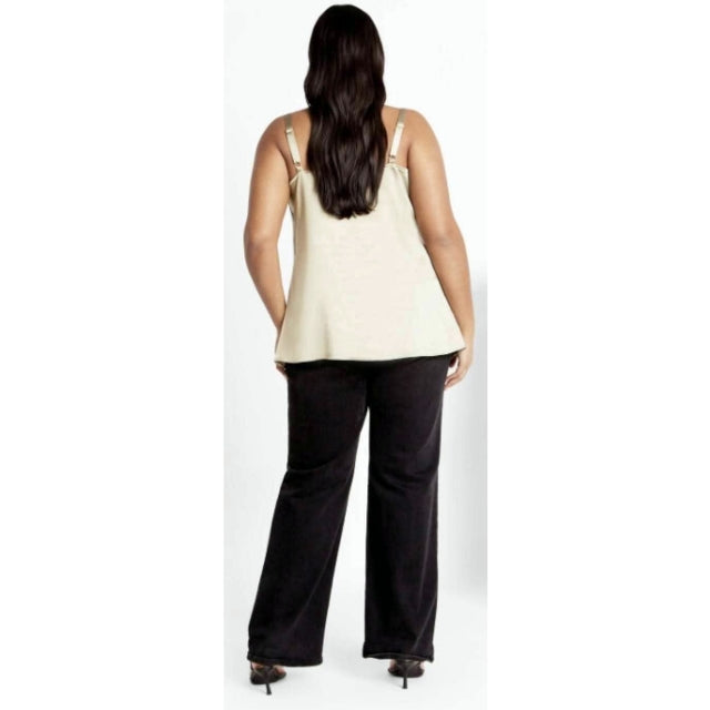 City Chic Medium - Satin Cowl Neck Cami Top With Adjustable Straps