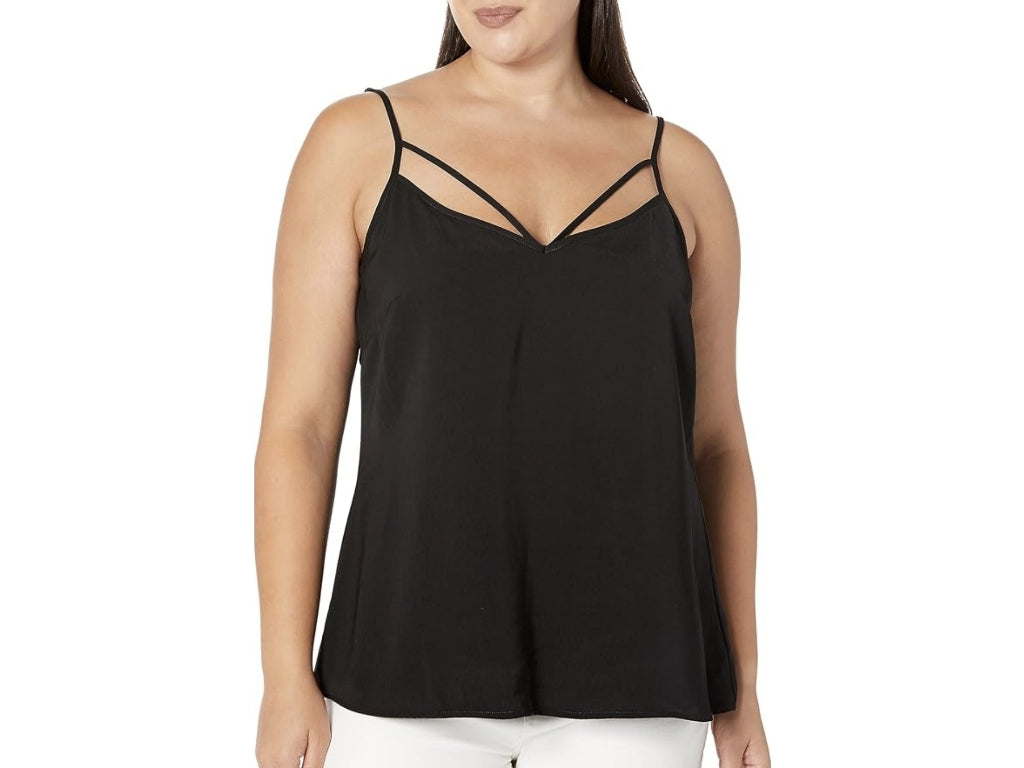 City Chic Medium - Black Strappy Cami Top