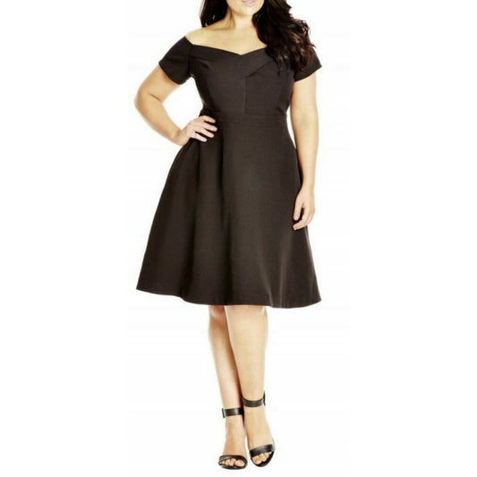 City Chic Medium - Off Shoulder Fit And Flare Dress