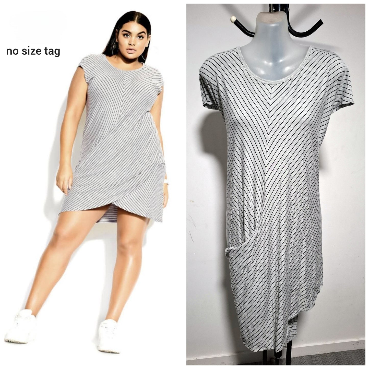 City Chic XL - Stretchy Striped Dress