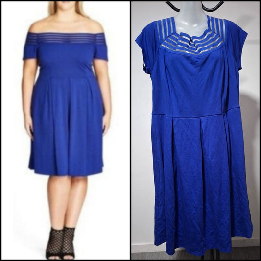 City Chic Medium - Blue Off Shoulder Fit & Flare Dress Dress