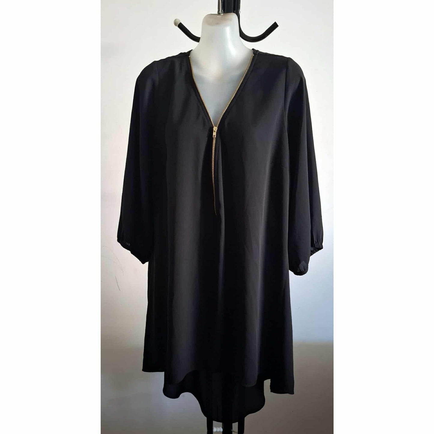 City Chic Small - Black Sexy Fling Zip Top With Sleeves