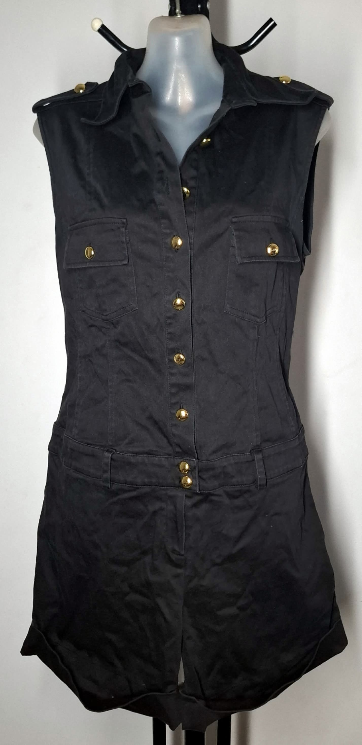 Size 14 - Button Up Black Playsuit