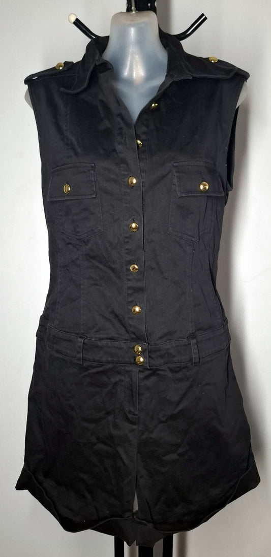 Size 14 - Button Up Black Playsuit