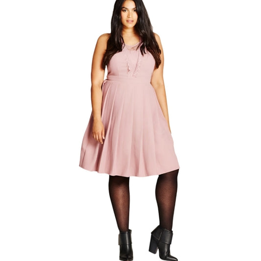 City Chic Medium - Lace Insert Pleated Dress