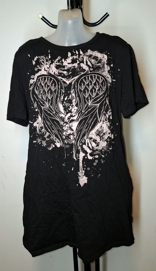 City Chic XS - Stretchy Angel Love Heart Rose T-Shirt Dress With Pockets