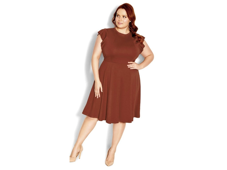 City Chic Medium - Frill Sleeve Dress