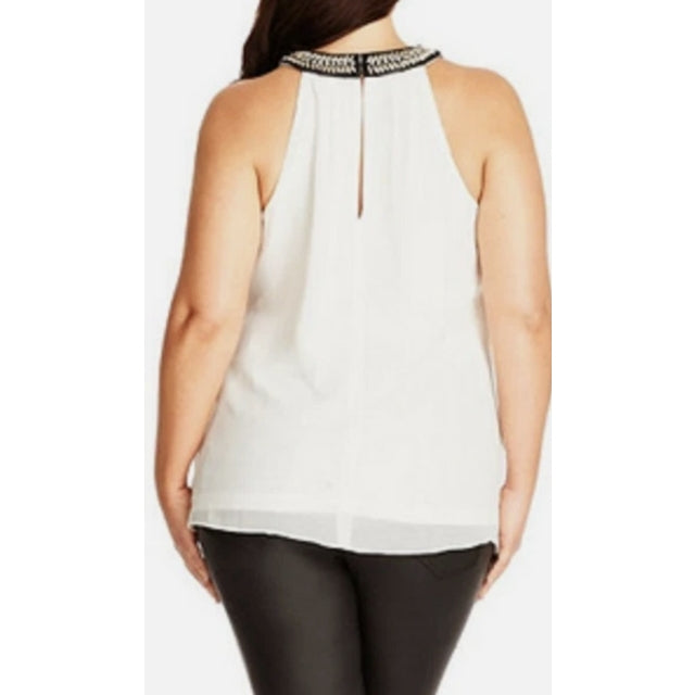 City Chic XS -  Purple Embellished Chiffon Halter Top