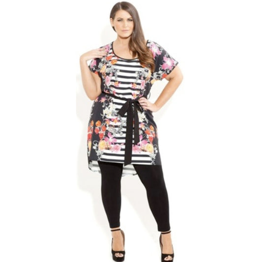 City Chic XS - Striped Floral Dress