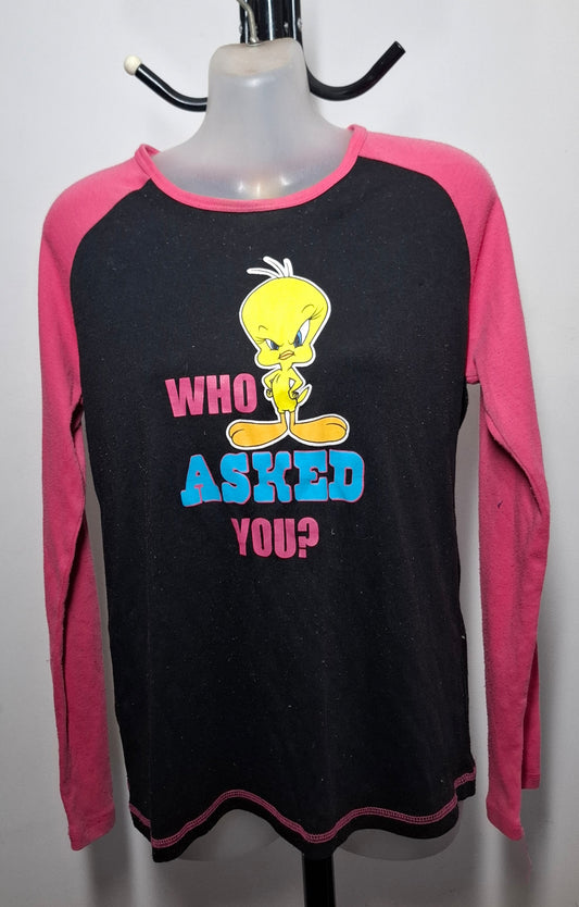 Size 12 - Tweety 'Who Asked You?' Top With Sleeves - FREE