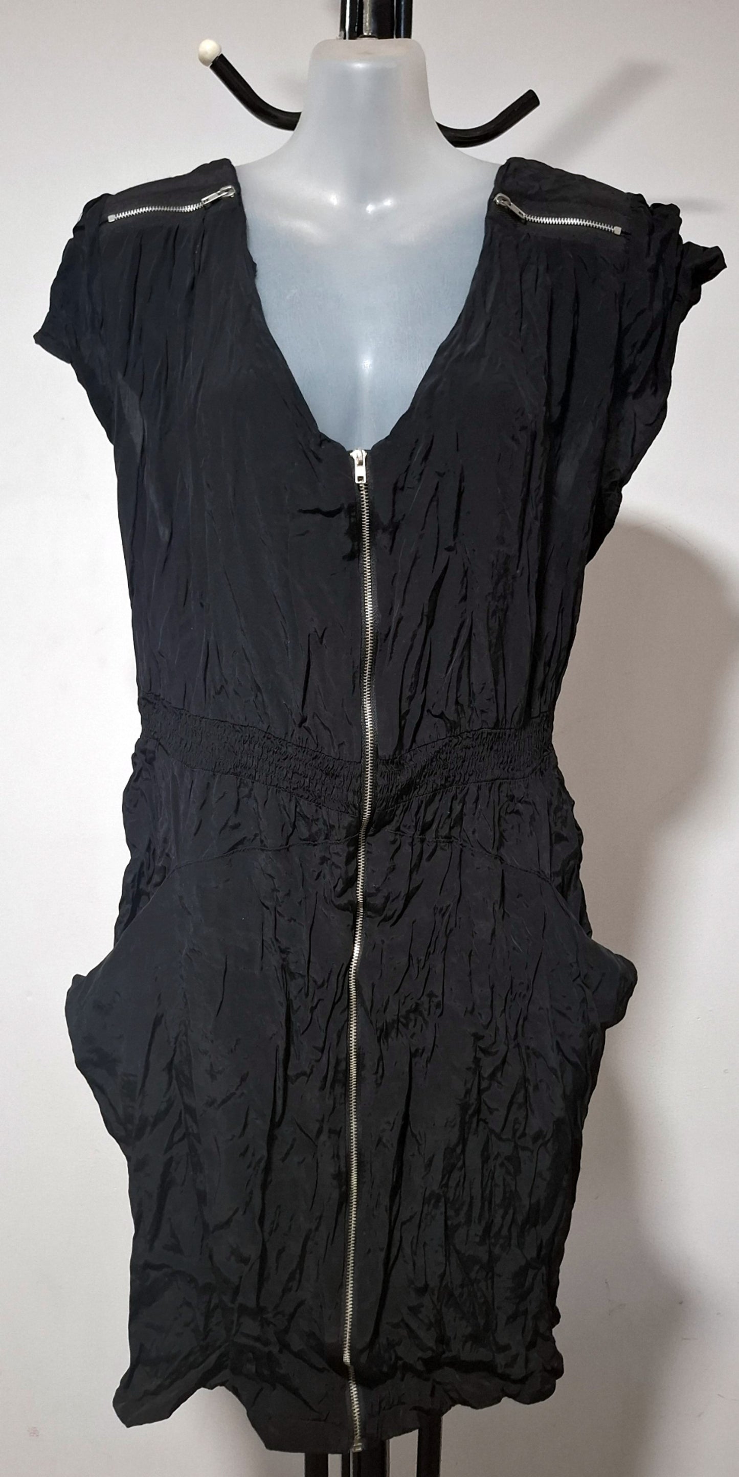 City Chic Large - Black Zip Tunic With Pockets