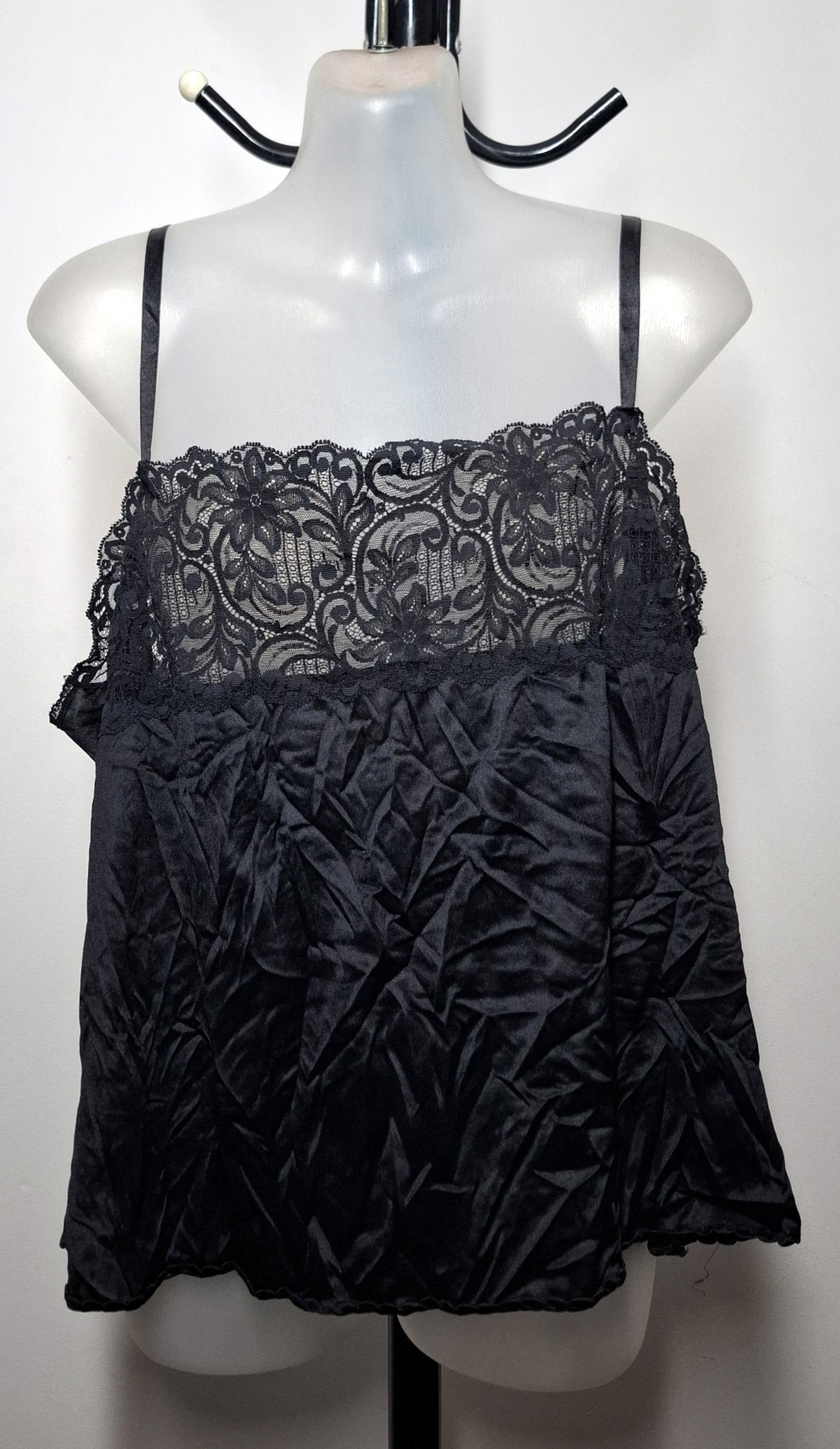 Size 24 - Black Lace Satin Top