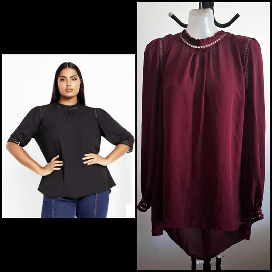 City Chic Small - Ox Blood Top