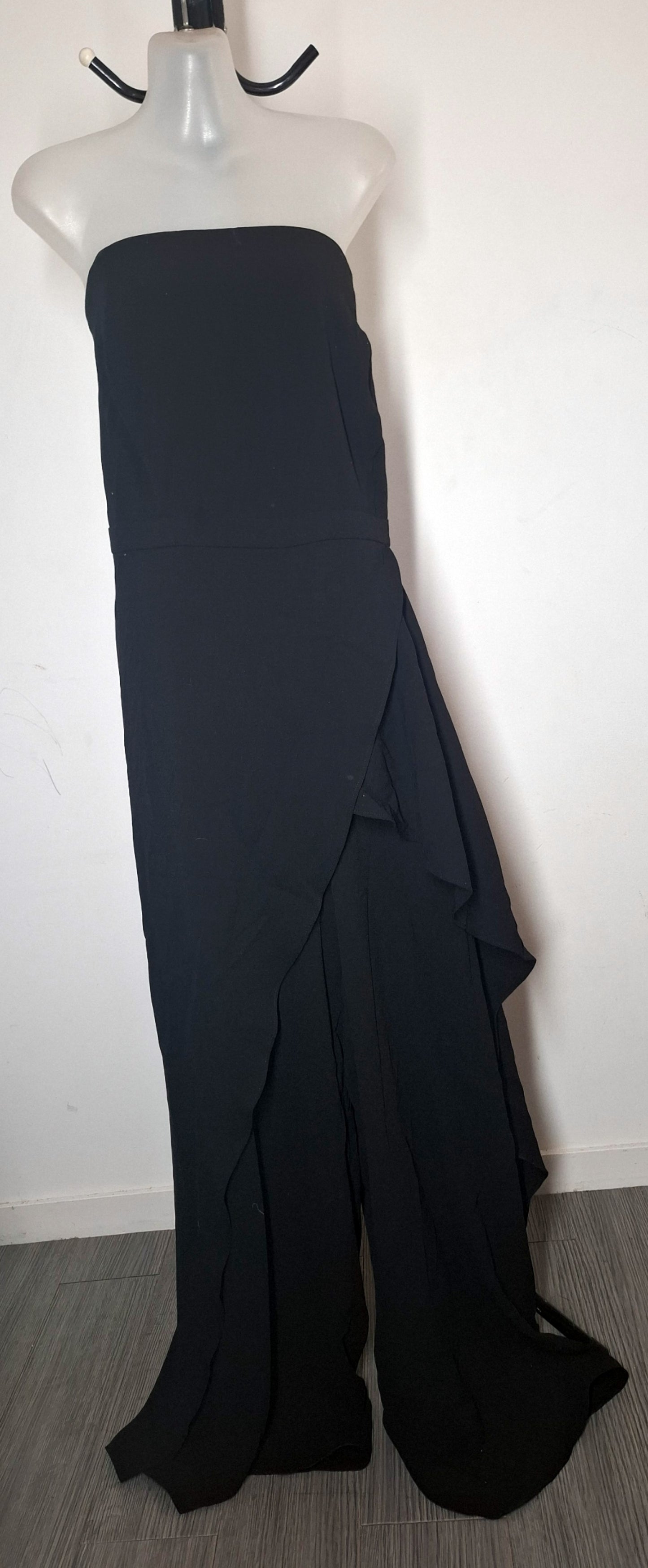 City Chic Large - Black Strapless Wide Leg Jumpsuit