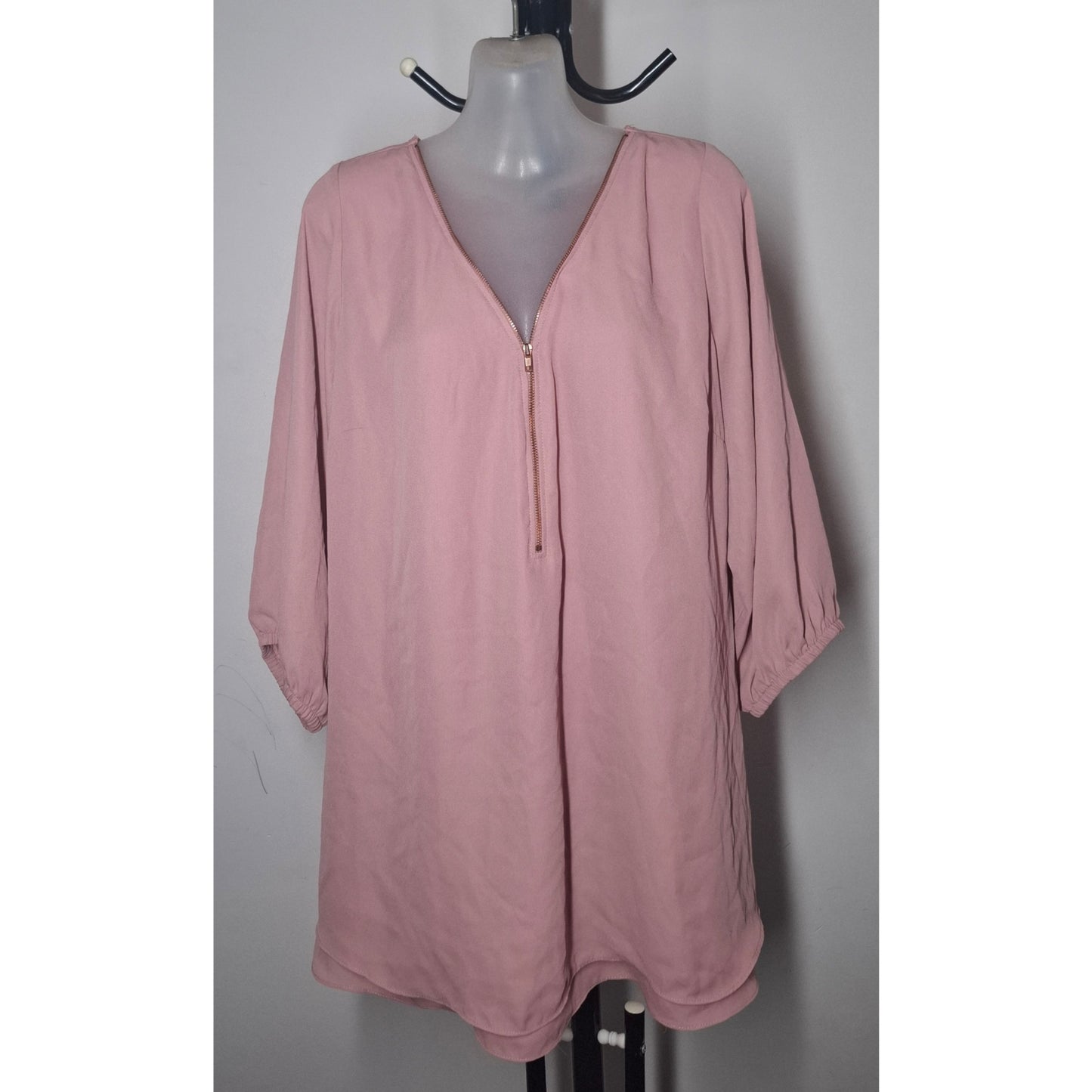 City Chic Small - Pink Sexy Elbow Fling Zip Top With Sleeves