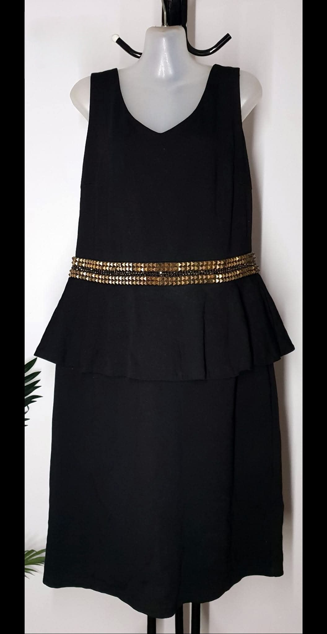 City Chic Medium - Black Embellished Peplum Dress
