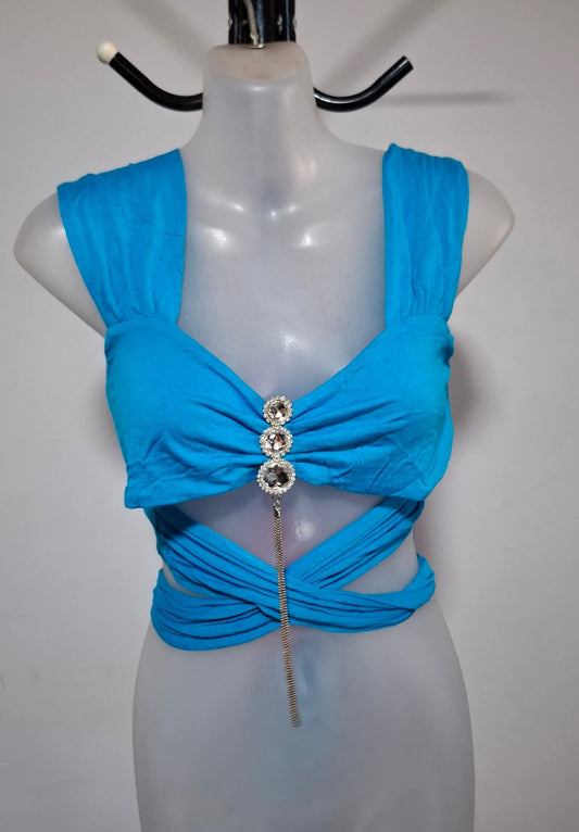 Size 8 - Blue Wrap Top - Brand New With Tags