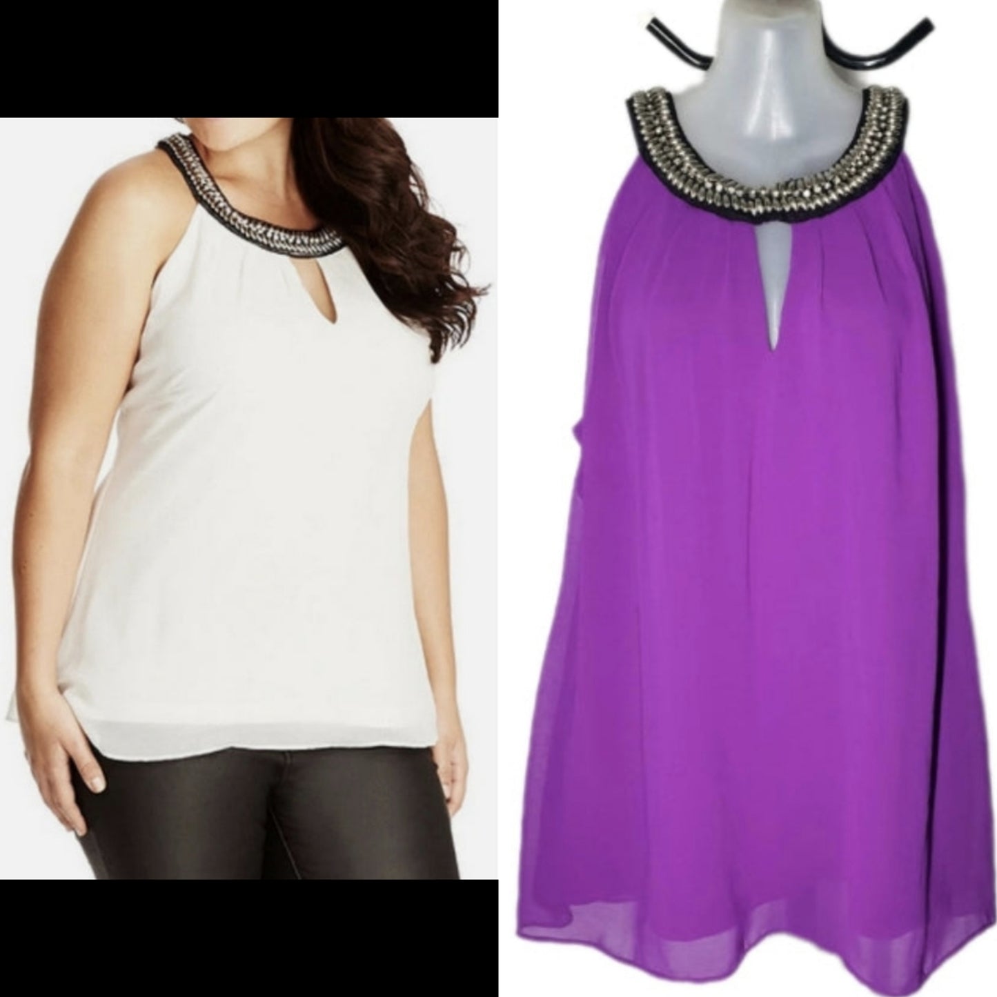 City Chic Medium - PURPLE Embellished Halter Neck Top