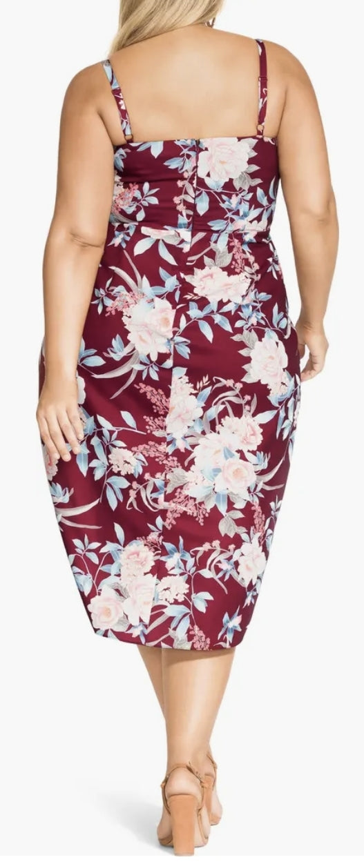 City Chic XS - Floral Faux Wrap Hi-Lo Dress