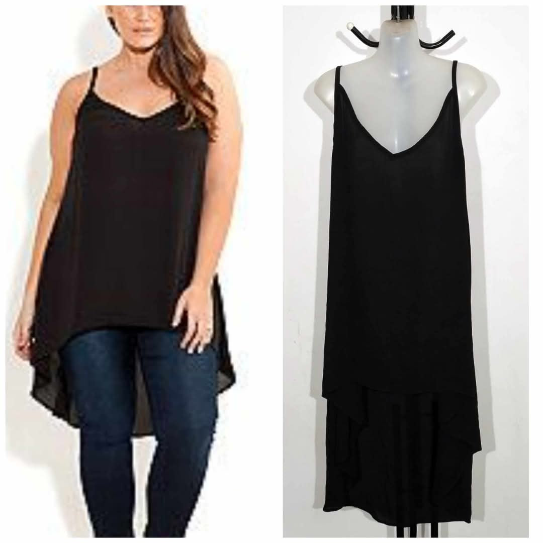 City Chic Small - Black Hi Lo Tunic