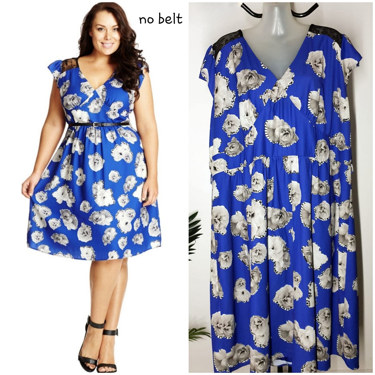 City Chic XL - Blue Floral Lace Dress