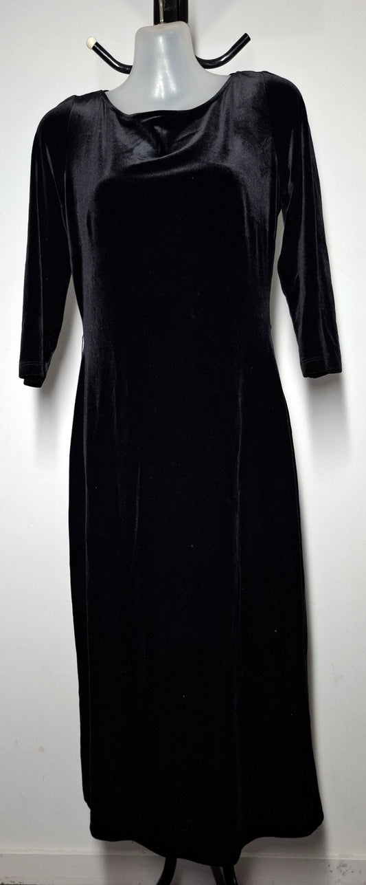 Size 10 - Black Velvet Dress With Sleeves
