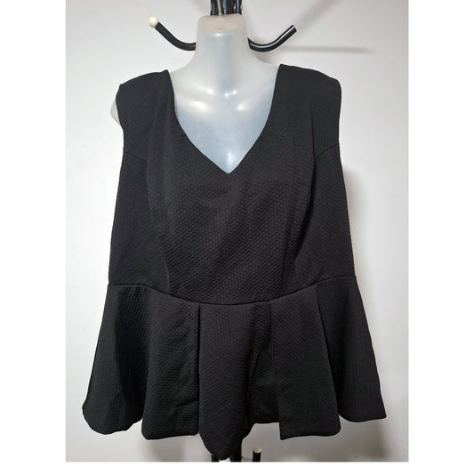 City Chic Large - Black Peplum Top