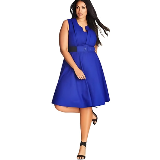 City Chic Medium - Blue Veronica Fit & Flare Dress