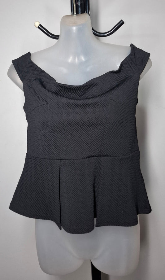 Size 10 - Black Off Shoulder Cropped Peplum Top - Brand New With Tags