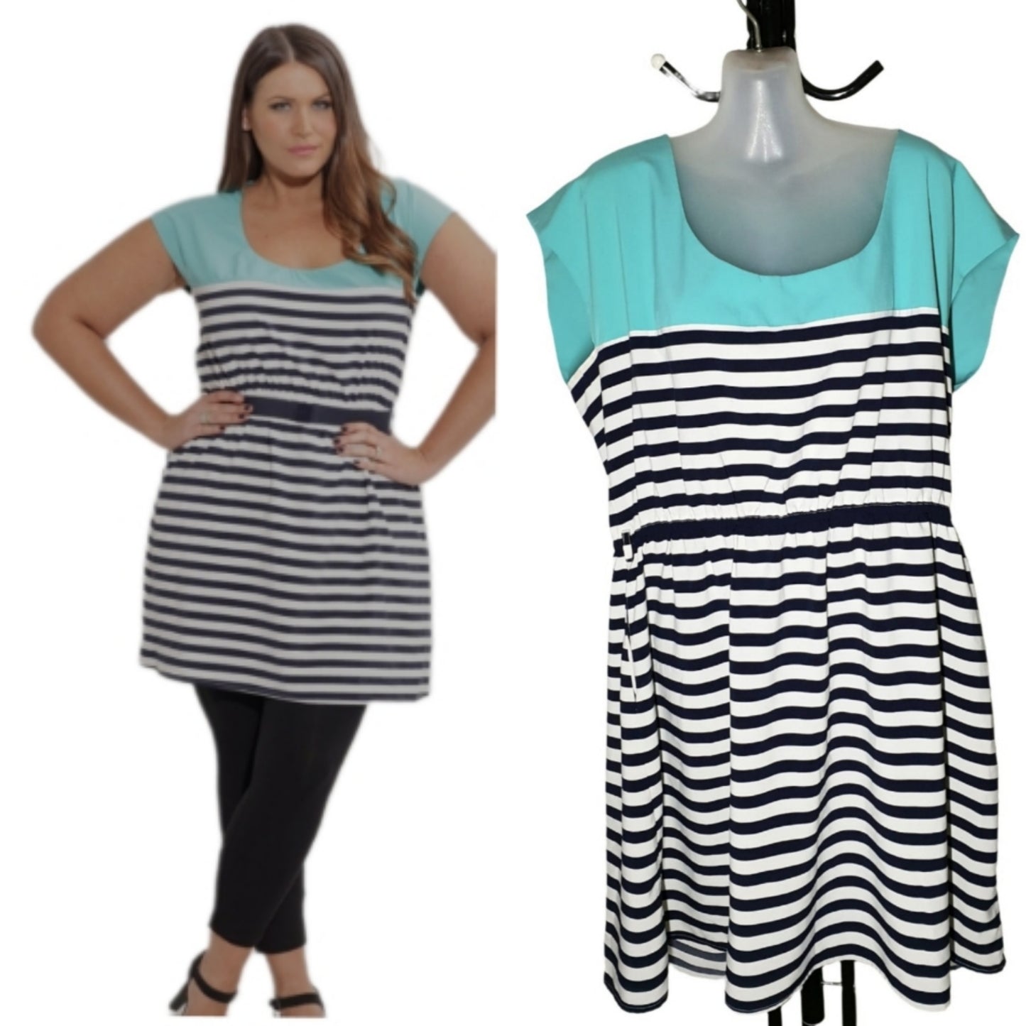 City Chic XS -  Striped Elastic Waist Tunic