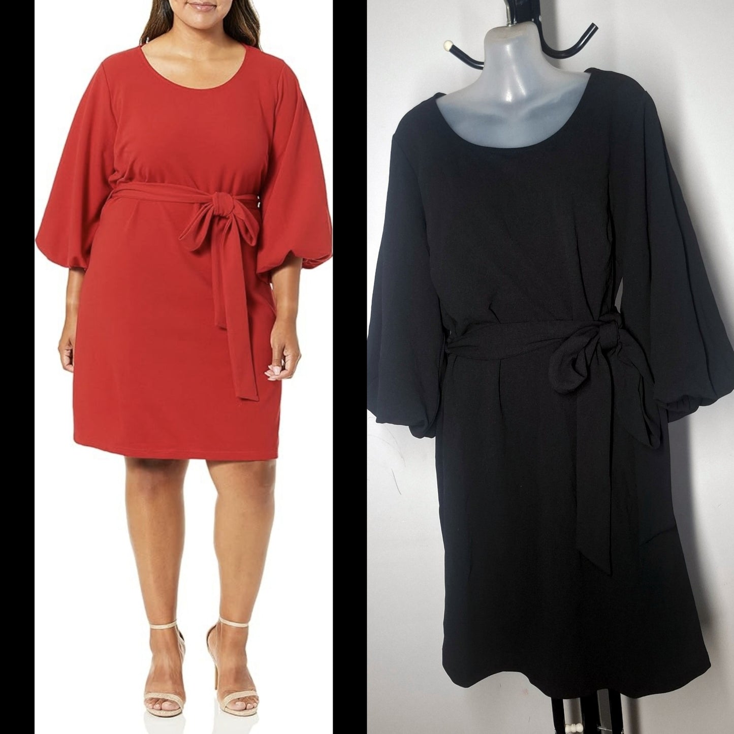 City Chic XS - BLACK Bubble Sleeve Dress With Tie