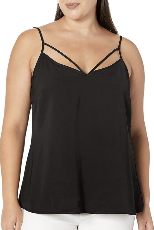 City Chic Medium - Black Strappy Cami Top