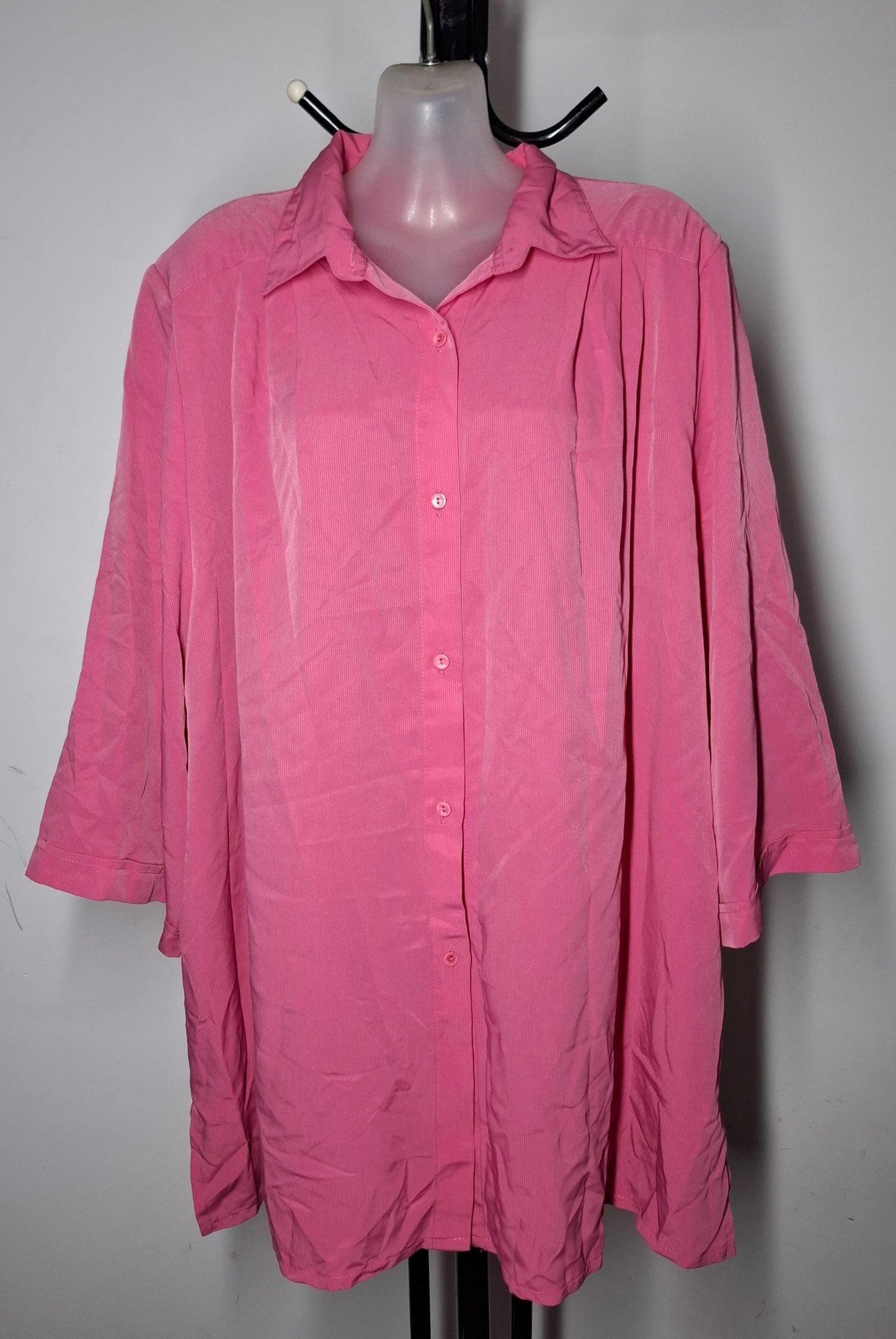 Size 24 - Pink Button Up Top With Sleeves