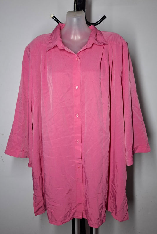 Size 24 - Pink Button Up Top With Sleeves