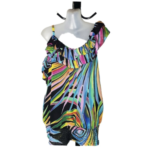 City Chic XS -  Vibrant One Shoulder Frill Detail Ruched Top