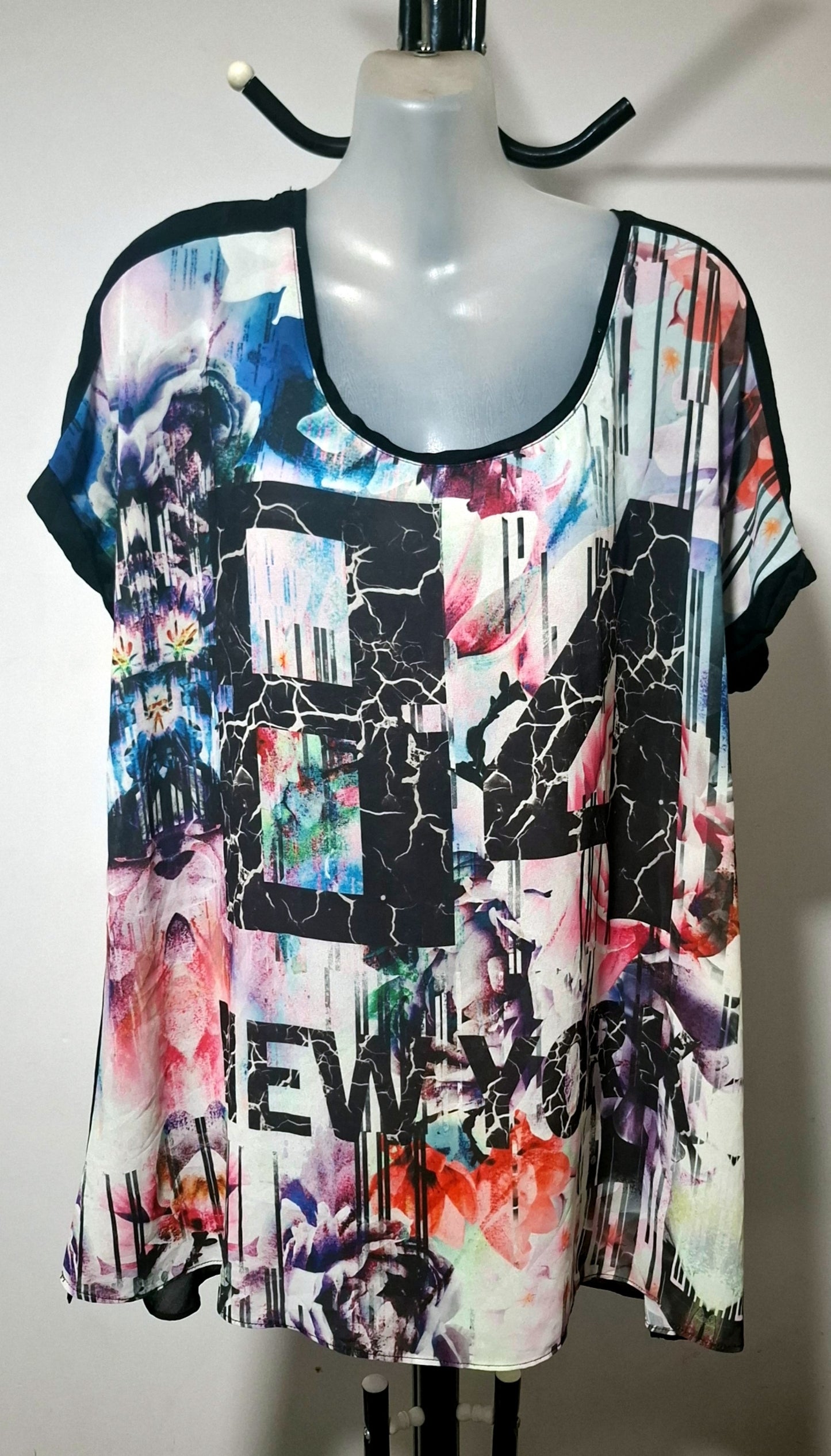 City Chic XS - Lightweight "84 New York" Floral Chiffon Sheer Top
