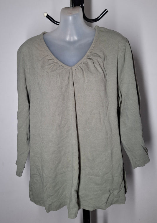 Size 24-26 - Stretchy Khaki Basic Top With Sleeves