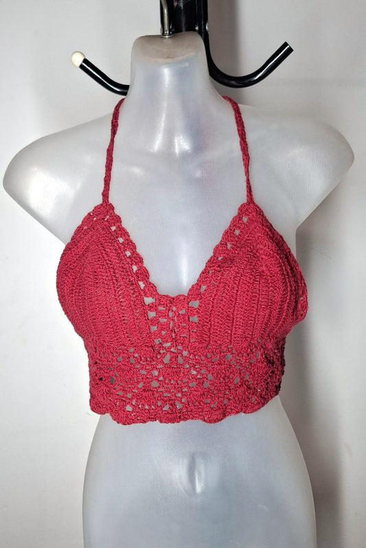 Size 8 - Crochet Halter Crop Top