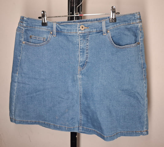 Size 18 - Stretchy Elastic Waist Back Denim Skirt With Pockets