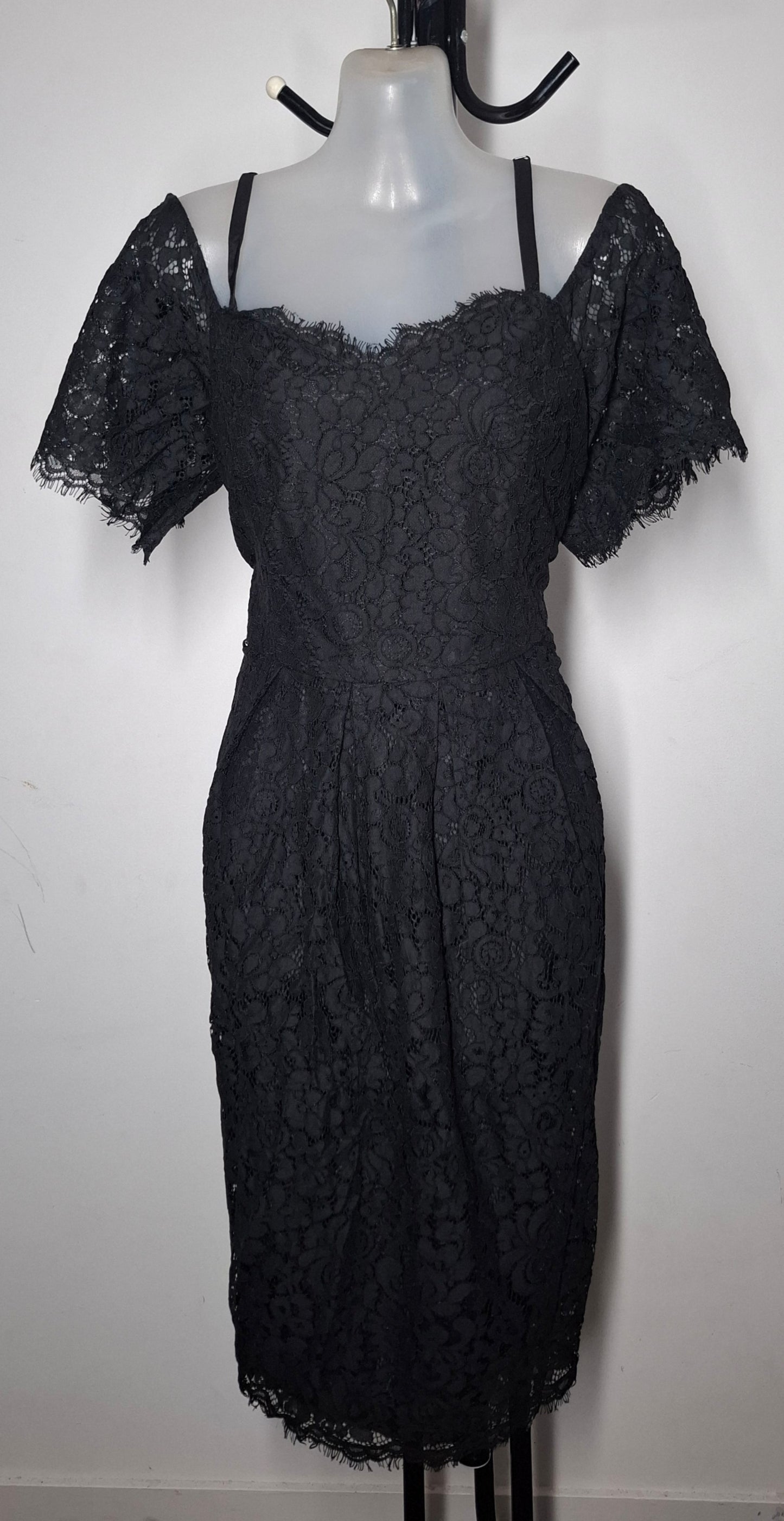 City Chic XS - Black Lace Cold Shoulder Dress