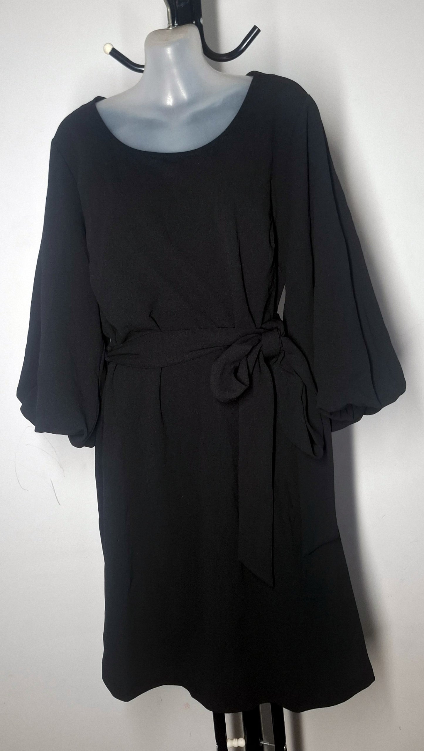 City Chic XS - BLACK Bubble Sleeve Dress With Tie