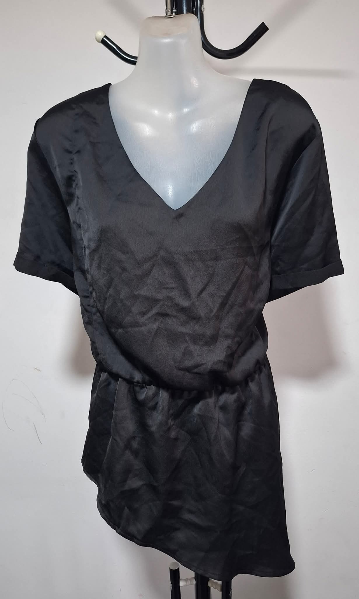City Chic Medium - Black Asymetrical Peplum Top