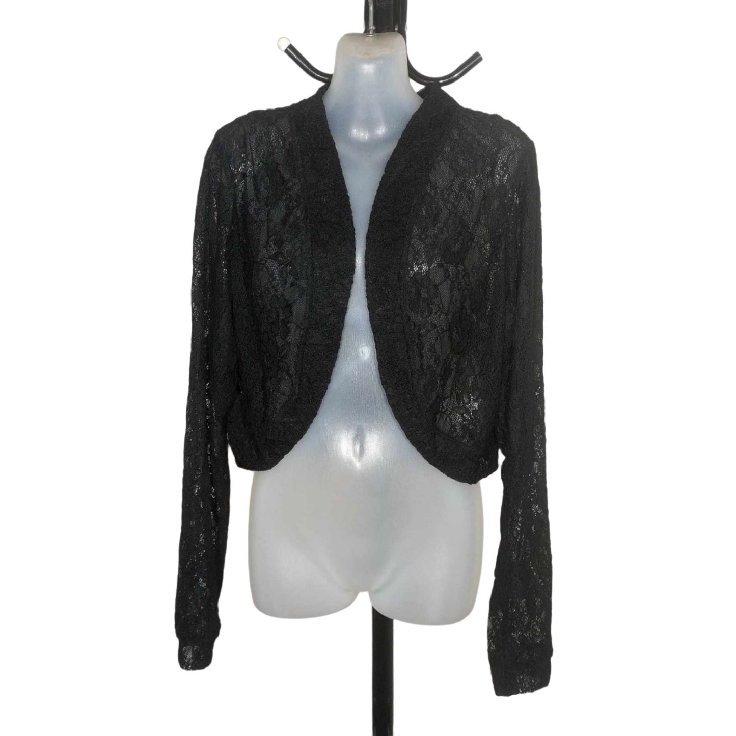 City Chic Medium - Black Lace Shrug Bolero Cardigan