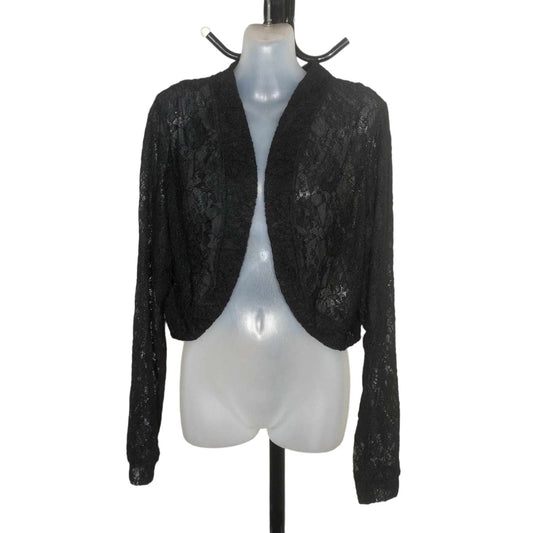 City Chic Medium - Black Lace Shrug Bolero Cardigan