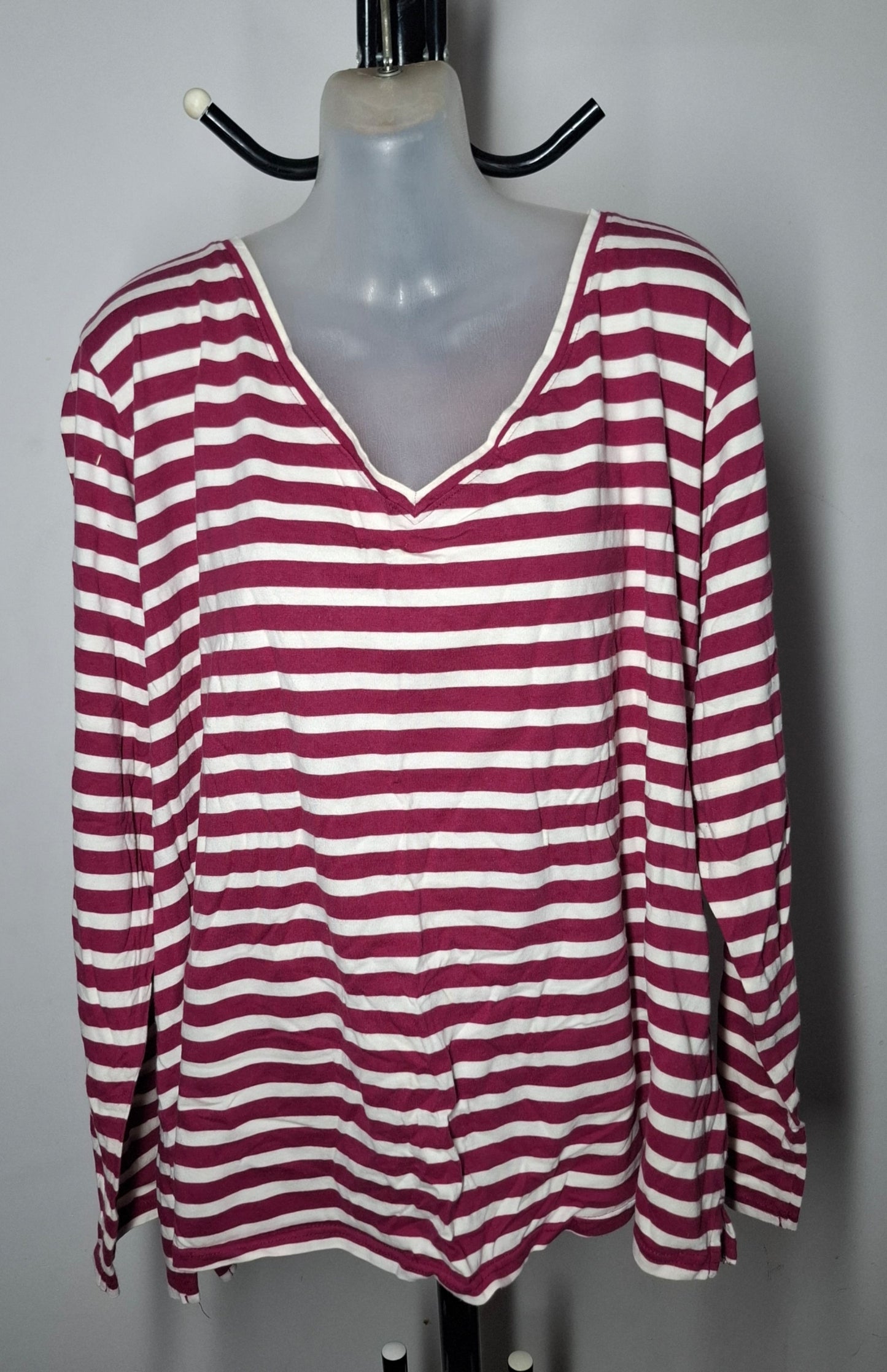 Size 26 - Stretchy Cotton Striped Top With Sleeves