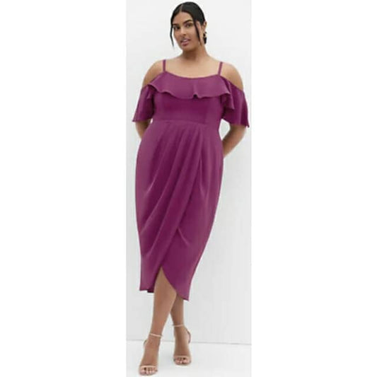 City Chic XS - Frill Off Shoulder Dress