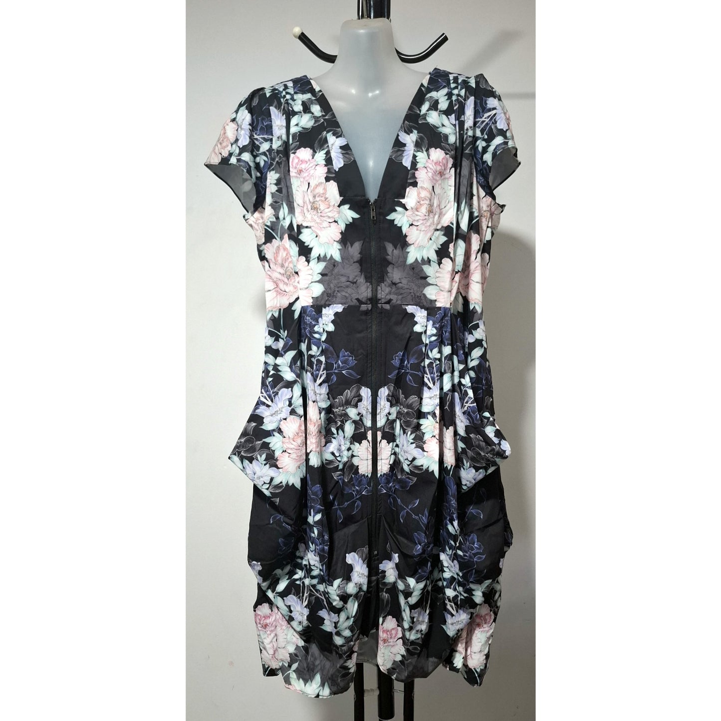 City Chic XS - FLORAL Zip Tunic Dress With Pockets
