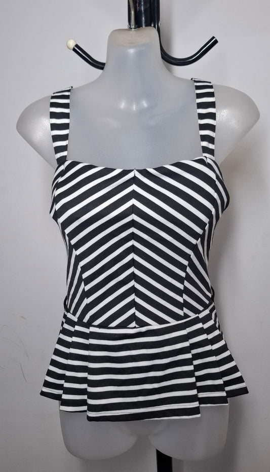 Size 12 - Black And White Peplum Top
